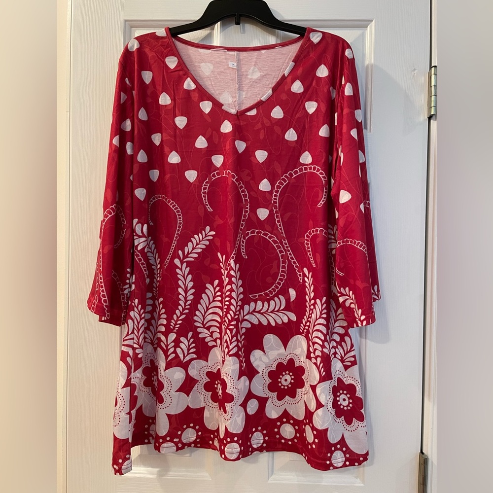 Red and white tunic